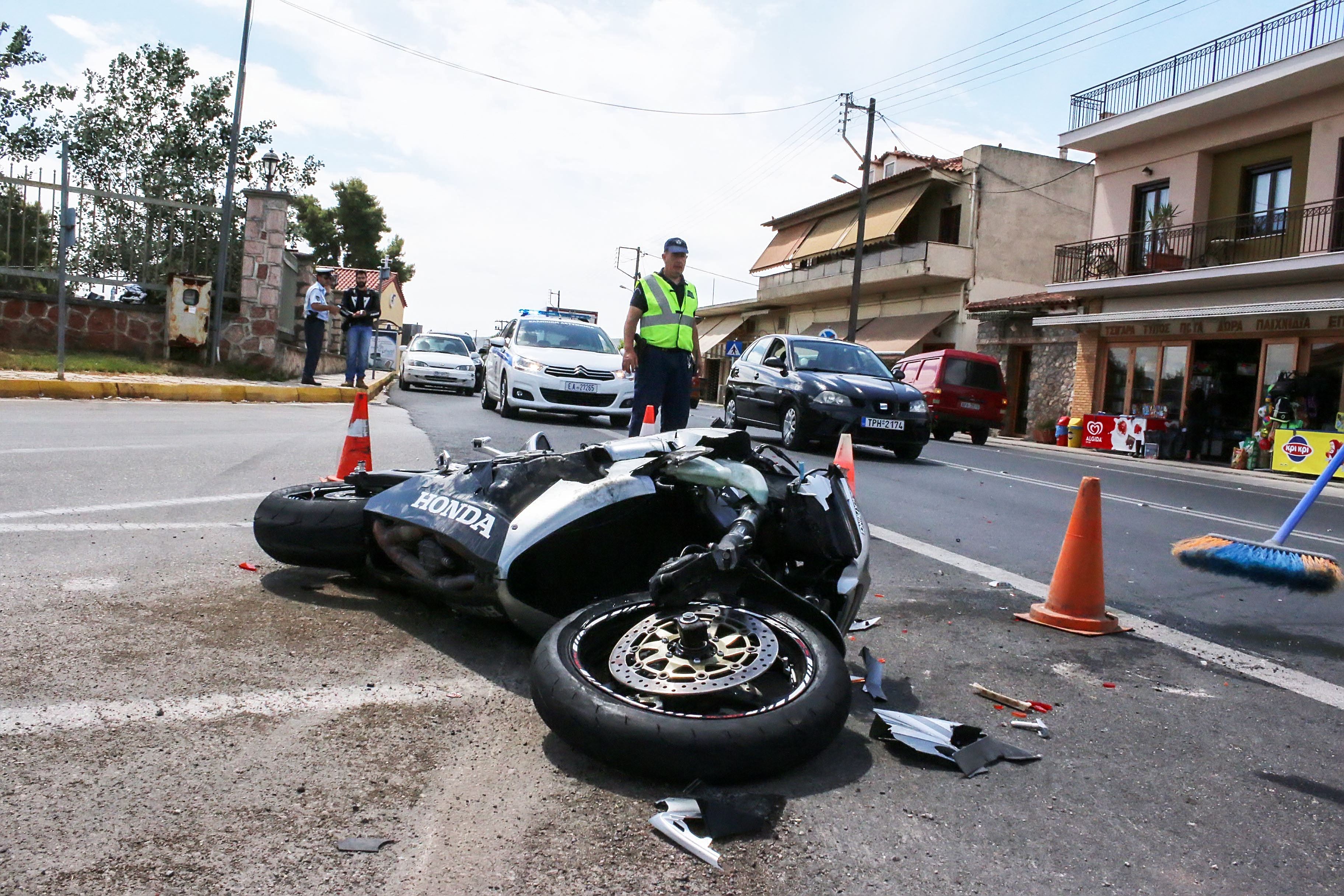 Motorcycle Crash - Motorcycle Surrounded By Cones