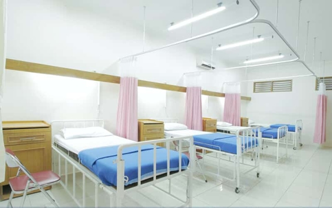 Hospital beds in a row
